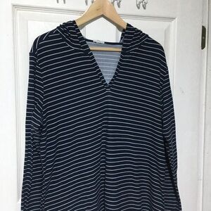Striped Hoodie -Navy and White